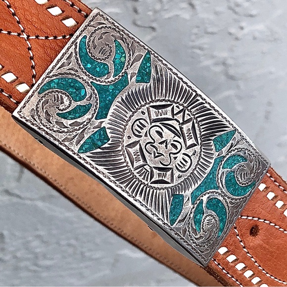 Plata De Jalisco Other - Vintage Sterling Silver Turquoise Aztec Mayan Belt Buckle Mexico